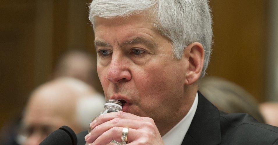 Former Michigan Gov. Rick Snyder (R) testifies on the tainted water scandal in the city of Flint, Michigan, during a House Oversight and Government Reform Committee hearing on Capitol Hill in Washington, DC, March 17, 2016.