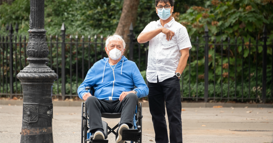 People wear face masks near Madison Square Park on September 29, 2020 in New York City.