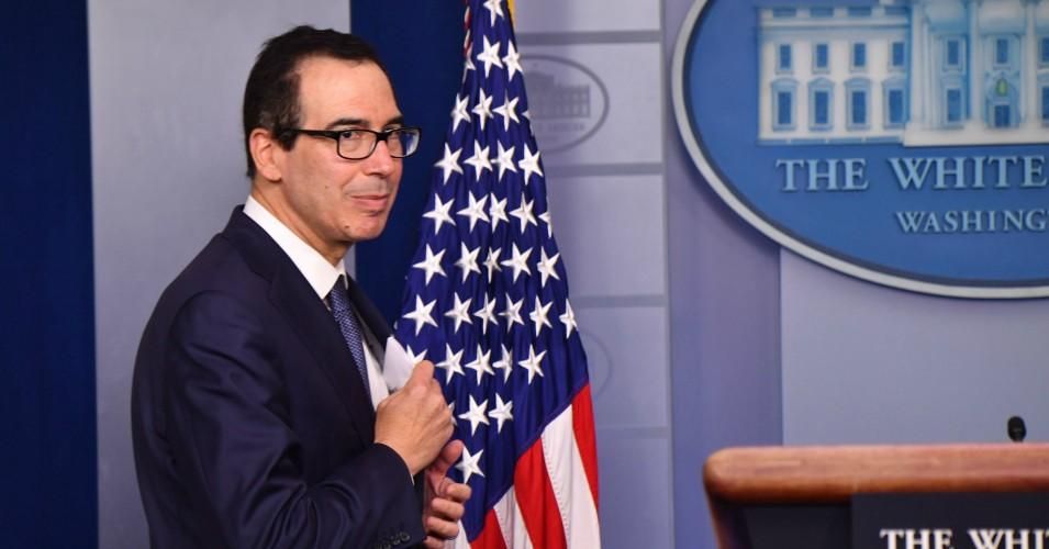 Treasury Secretary Steve Mnuchin arrives to speak in the briefing room of the White House in Washington, D.C. on October 11, 2019. (