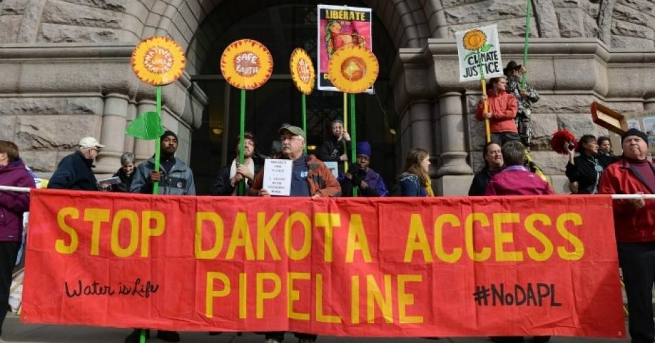 Opponents of the Dakota Access Pipeline hold a protest in Minneapolis, Minnesota on Oct. 25, 2016.