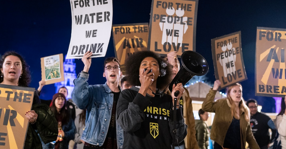 Sunrise Movement activists at the San Diego climate strike in 2019. 