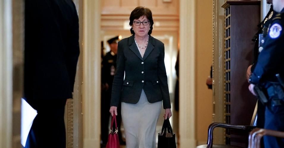 Sen. Susan Collins (R-Maine) arrives at the Senate chamber as the Senate impeachment trial of U.S. President Donald Trump continues at the U.S. Capitol on January 30, 2020 in Washington, D.C. (Photo: Drew Angerer/Getty Images)