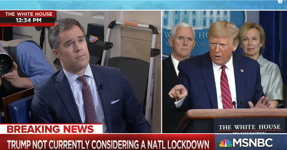 White House correspondent Peter Alexander with NBC News on Friday in an exchange with President Donald Trump during a press conference on the coronavirus. (Photo: Youtube/Screengrab)