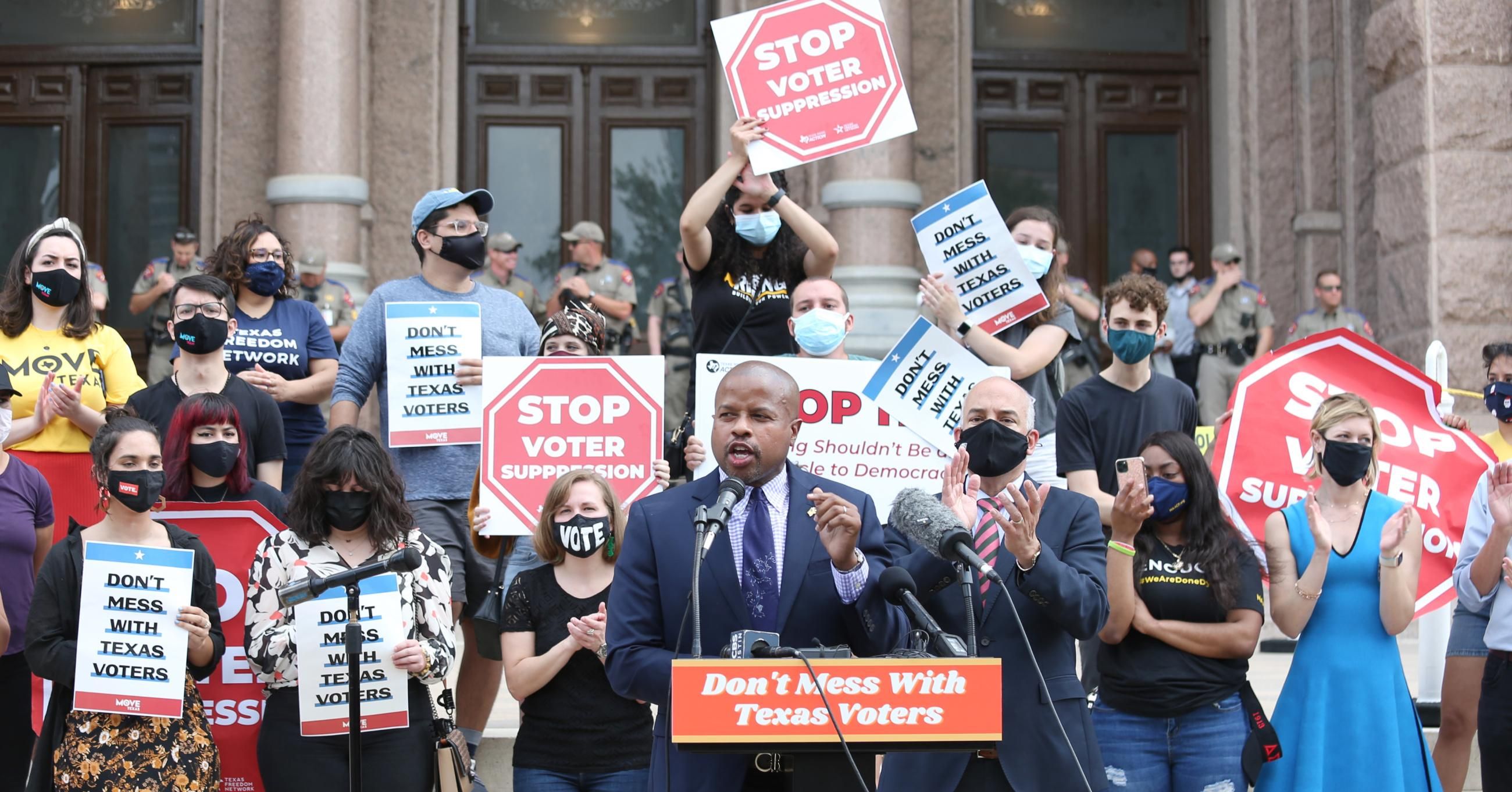 Texas state Rep. Ron Reynolds (D-27) speaks during the "Texans Rally For Our Voting Rights" event