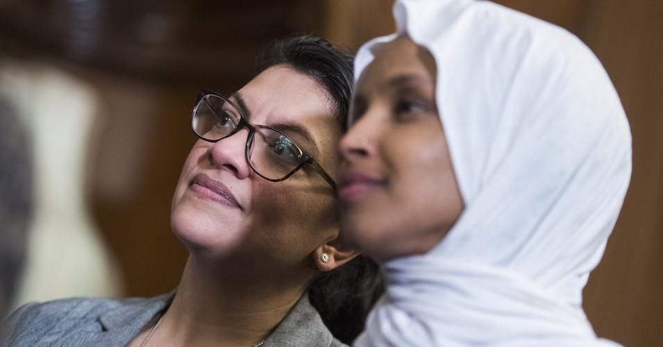 Reps. Ilhan Omar (D-Minn.) and Rashida Tlaib (D-Mich.), pictured at the Capitol on March 13, 2019, were the suvject of a barrage of hateful Facebook posts from an Israeli-based company. 