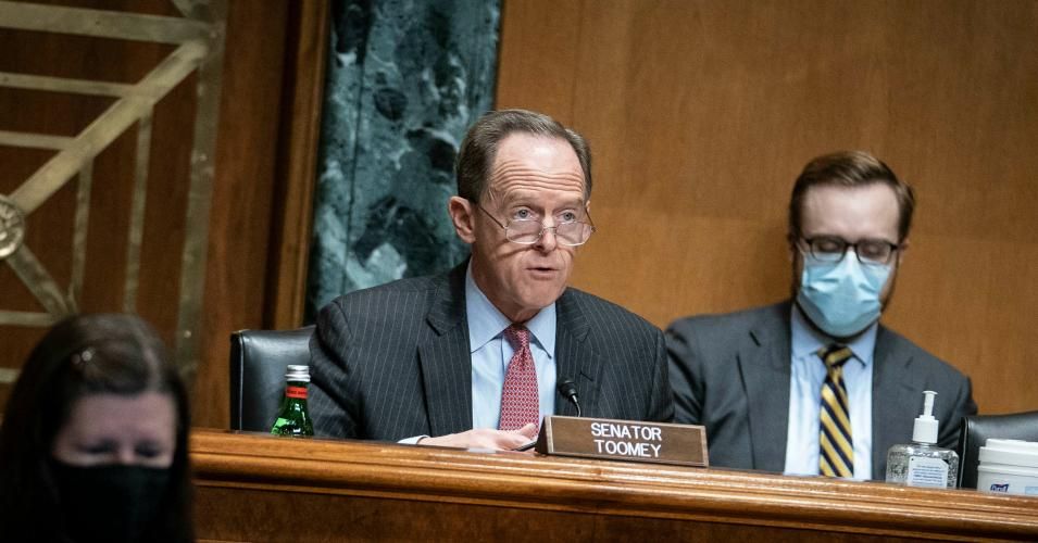 Sen. Pat Toomey (R-Pa.) speaks during a hearing on Capitol Hill on December 10, 2020 in Washington, D.C.