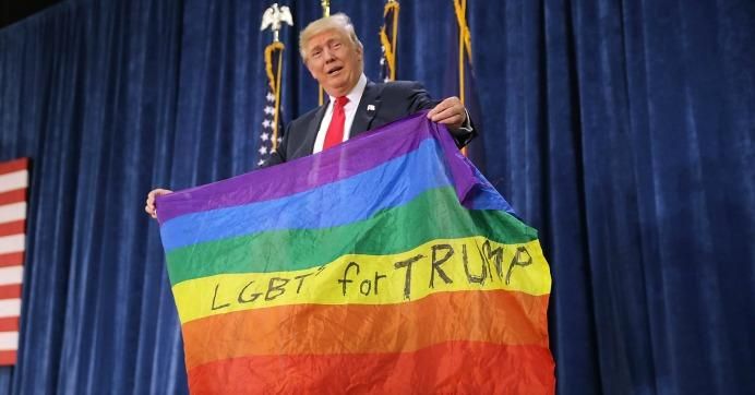 Donald Trump holds pride flag