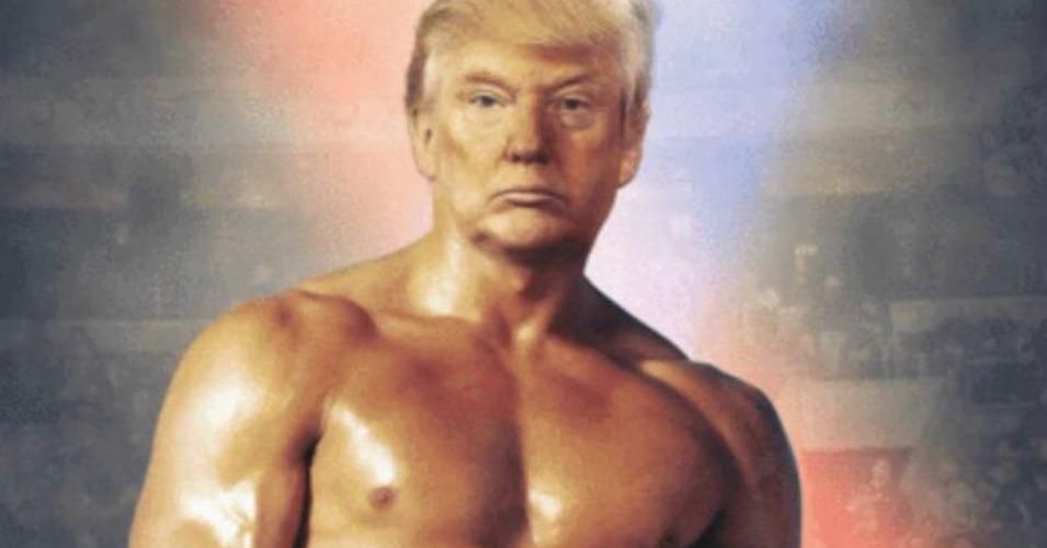 President Donald Trump on Wednesday tweeted out a photo of himself looking like the fictional boxing champion Rocky Balboa, played by action star Sylvester Stallone. (Photo: Screenshot/@realdonaldtrump)