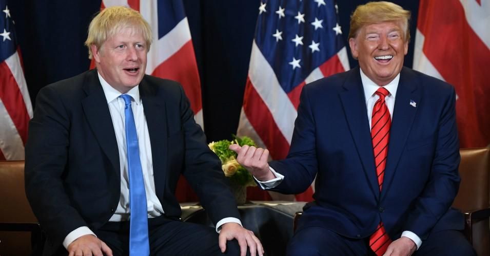 US President Donald Trump and British Prime Minister Boris Johnson at UN Headquarters in New York, September 24, 2019, on the sidelines of the United Nations General Assembly.
