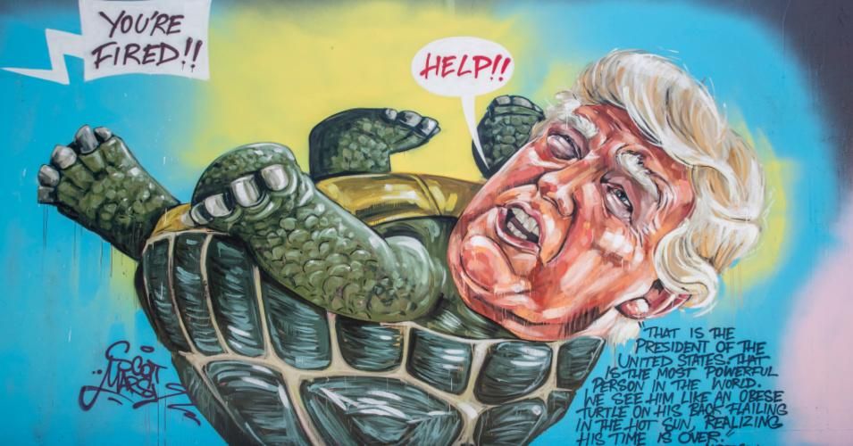 A mural by Australian artist Scott Marsh, inspired by commentary from CNN's Anderson Cooper about U.S. President Donald Trump's refusal to accept his electoral defeat, is seen on a wall at the Botany View Hotel on November 11, 2020 in Sydney, Australia. (Photo: Jenny Evans/Getty Images)