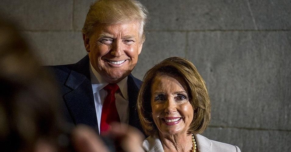 President-elect Donald J. Trump and U.S. Speaker of the House Nancy Pelosi smile for a photo during the 58th Presidential Inauguration in Washington, D.C., Jan. 20, 2017. 