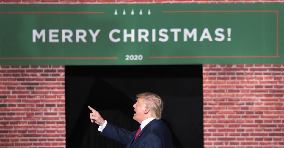 President Donald Trump leaves his Merry Christmas Rally at the Kellogg Arena on December 18, 2019 in Battle Creek, Michigan. (Photo: Scott Olson/Getty Images)