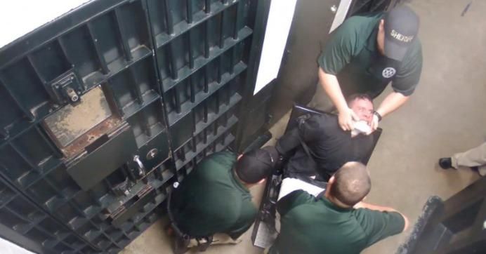 In this still from surveillance video from Cheatham County Jail in Ashland City, Tenn., Jordan Norris is seen restrained. (Photo: Cheatham County Sheriff's Office/Handout)
