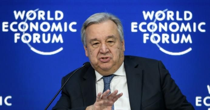 United Nations Secretary-General Antonio Guterres delivers a speech during the World Economic Forum (WEF) annual meeting, on January 23, 2019 in Davos, eastern Switzerland.
