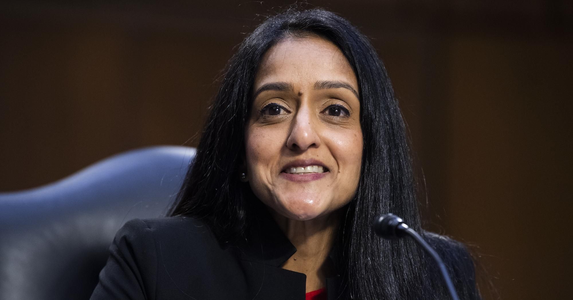 Vanita Gupta, then-nominee for associate attorney general, testifies during her Senate Judiciary Committee confirmation hearing in Hart Building on Tuesday, March 9, 2021.