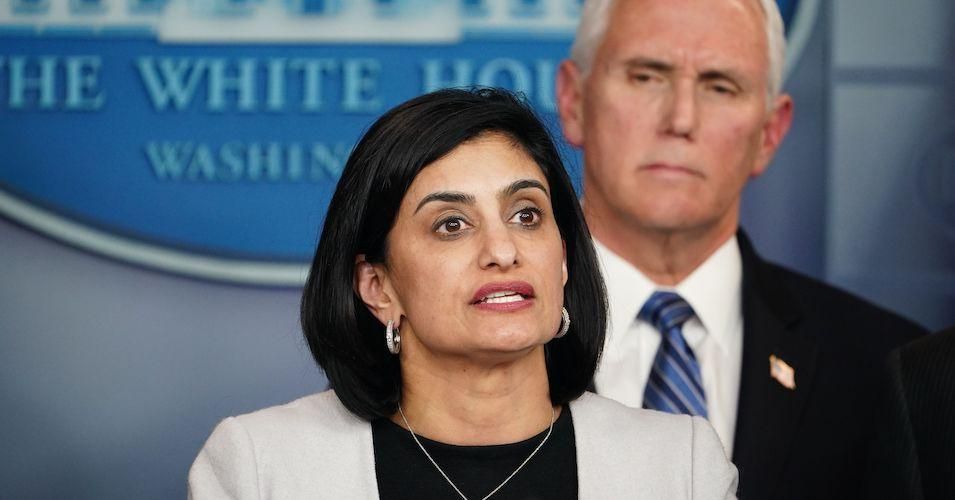 Seema Verma, administrator of the Centers for Medicare and Medicaid Services, speaks at a coronavirus task force during a press briefing at the White House in Washington, DC on March 2, 2020.