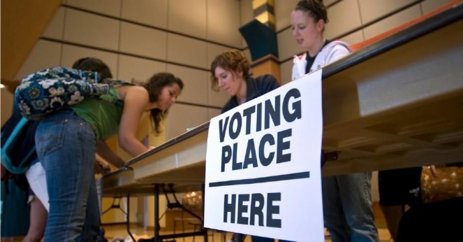 Voting place here sign