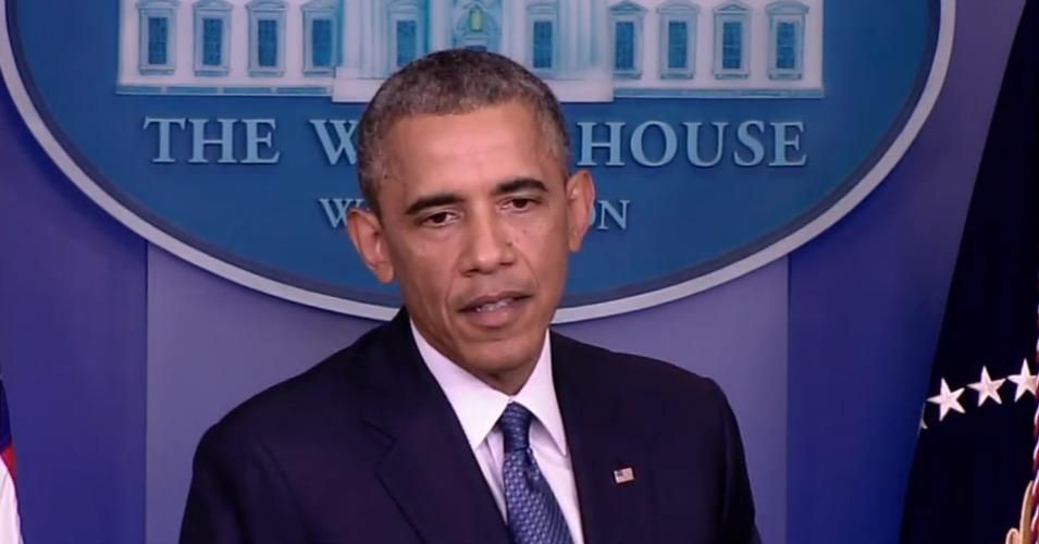 President Obama at the press briefing on Friday in which he offered his full support to embattled CIA chief John Brennan and said that after 9/11, the US government "did somethings that were wrong." (Image: Screenshot)