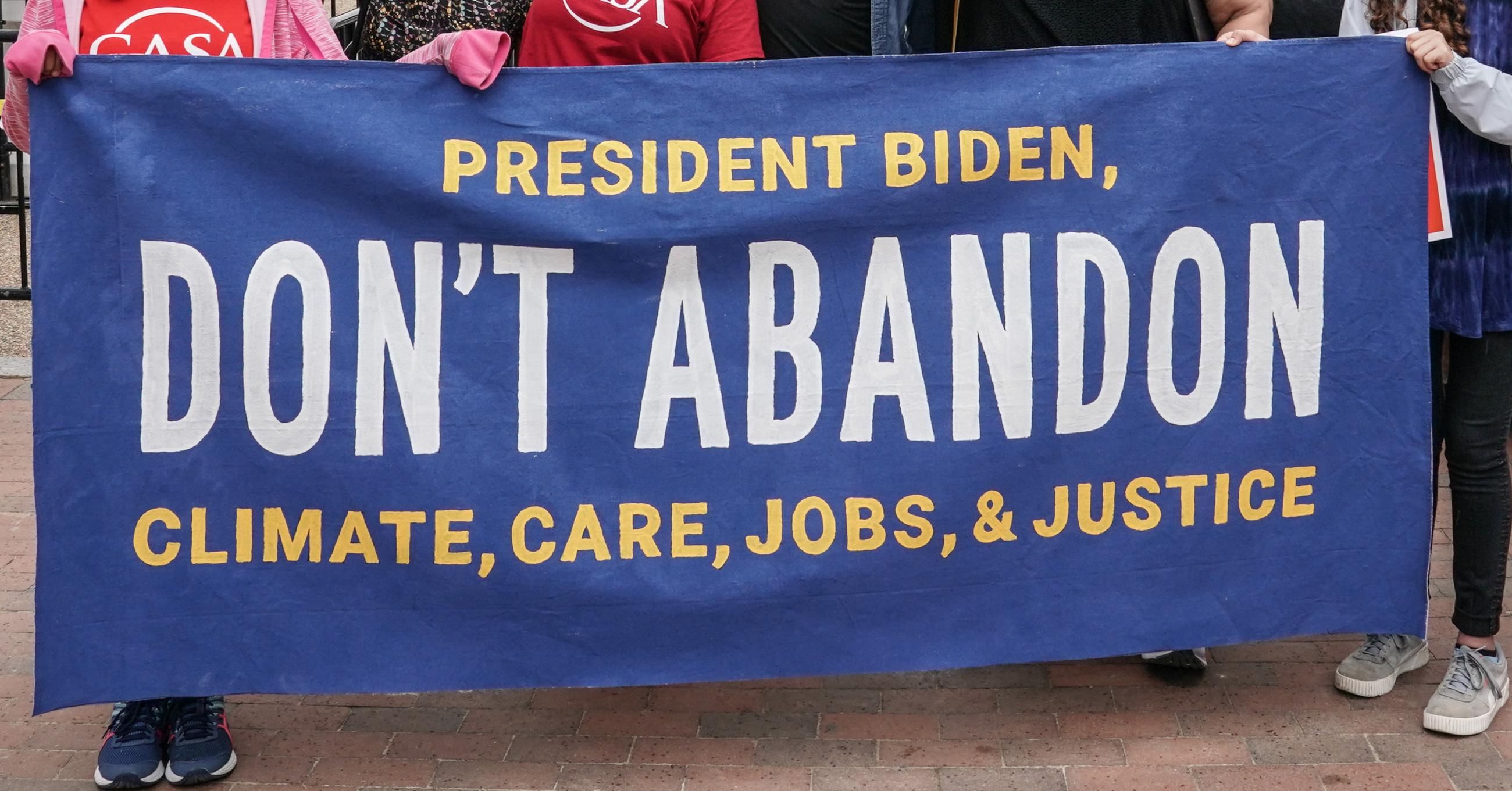 WASHINGTON, DC Progressive activists urge President Joe Biden not to compromise on election promises regarding the climate emergency, healthcare, jobs, and social justice outside the White House on May 24, 2021. (Photo: Jemal Countess/Getty Images for Green New Deal Network)