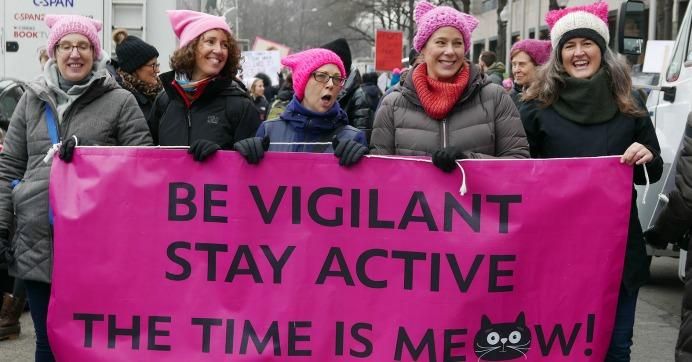 Demonstrators at the Women's March in Washington, D.C. on January 19, 2019. 