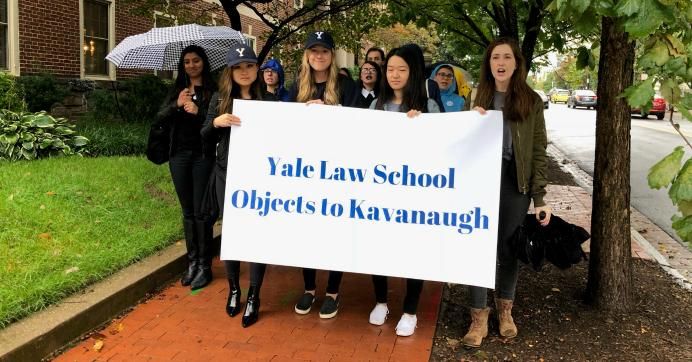 Yale Law School students hosted a sit-in on campus and joined protests on Capitol Hill on Monday to protest how the Senate has handled sexual assault allegations against U.S. Supreme Court nominee and Yale alumnus Brett Kavanaugh. 