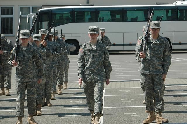 Members of the Patch High School drill team compete in the team exhibition portion of the Junior Reserve Officer Training Corps drill meet at Heidelberg High School April 25. (Photo: Kristen Marquez, Herald Post/flickr/cc)