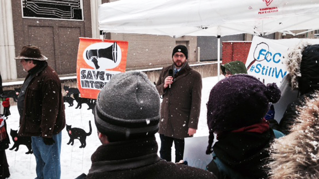 Free Press President Craig Aaron outside FCC headquarters on February 26, 2015.
