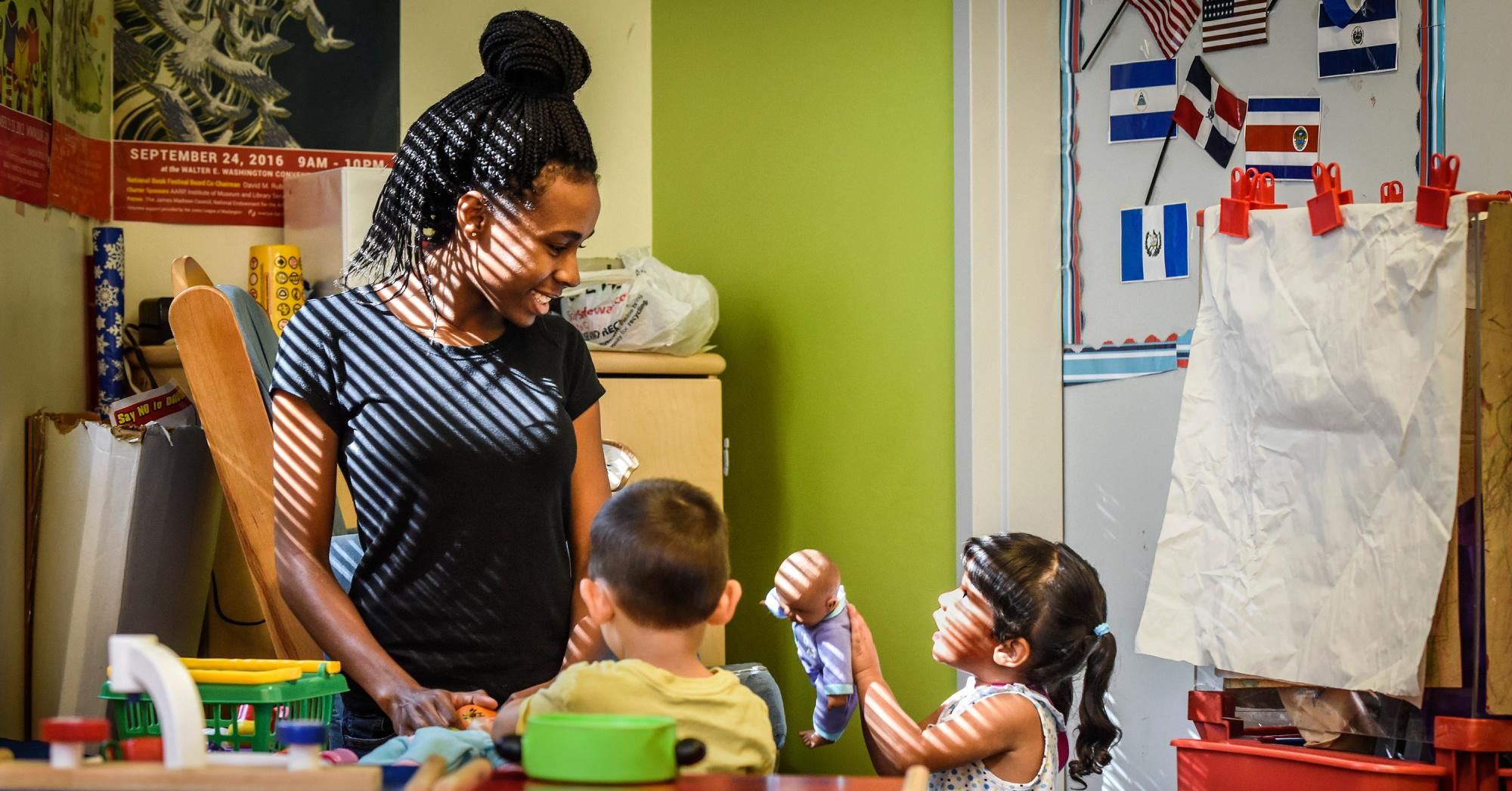 Tyonna Stinnie working toward her certification at SED Child Development Center training for potential child care workers on August 3, 2017 in Washington, D.C. (Photo: Bill O'Leary/The Washington Post via Getty Images)