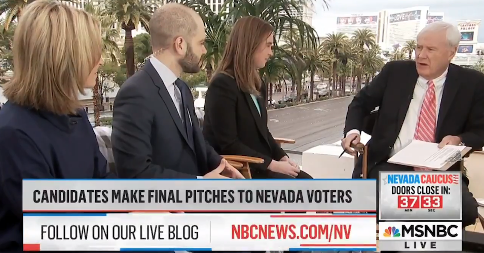 MSNBC host Chris Matthews opines on the state of the Democratic primary ahead of the Nevada Caucus last month. (Image: screenshot/MSNBC)