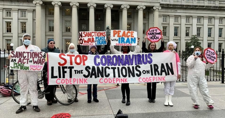 Since Covid-19 has been tearing through Iran, the US state has not eased up its assault. (Photo: Medea Benjamin)