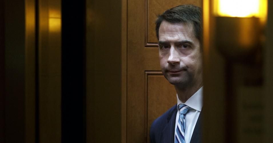 Senator Tom Cotton (R-Ark.) enters a Senators Only elevator before attending the Weekly Senate Policy Luncheon on June 25, 2019 on Capitol Hill in Washington, D.C. (Photo: Tom Brenner/Getty Images)