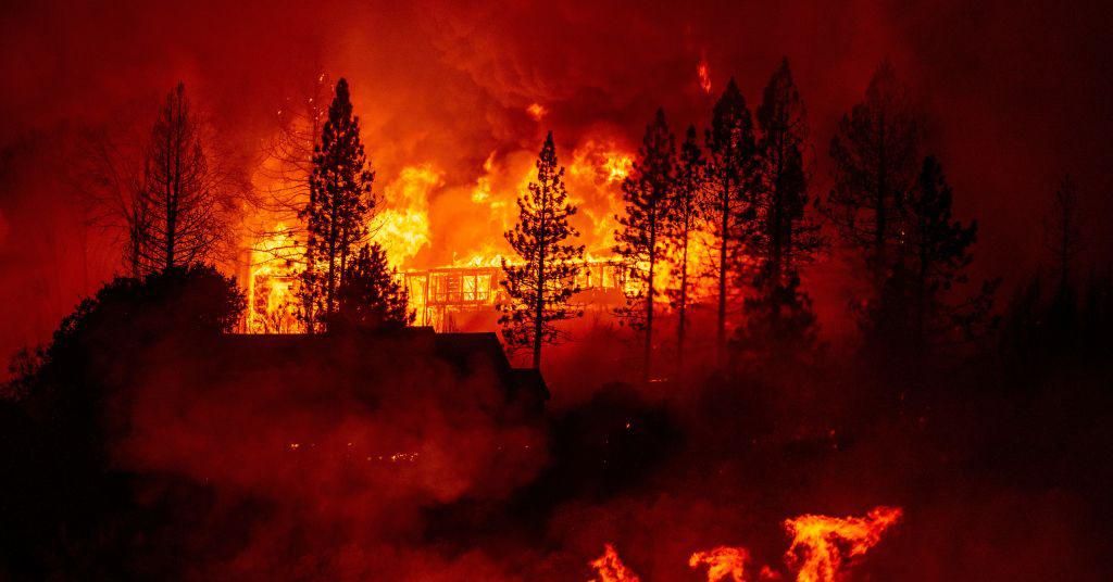 A home is engulfed in flames during the "Creek Fire" in the Tollhouse area of unincorporated Fresno County, California early on September 8, 2020. (Photo: Josh Edelson/AFP via Getty Images)