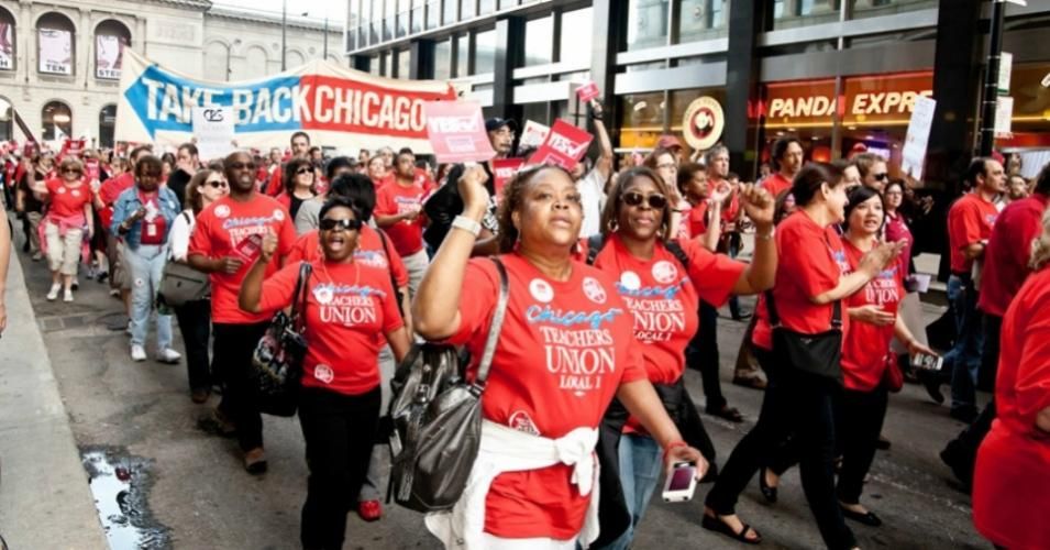 In 2012, members of the Chicago Teachers Union rocked the city with their historic strike. (Credit: flickr/cc/Sarah-Ji)