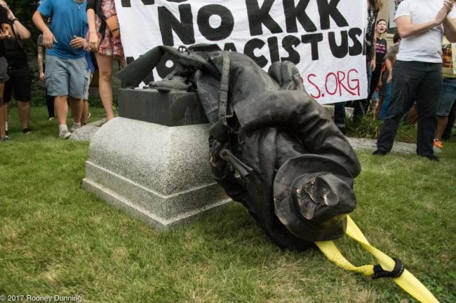 Confederate statue in Durham, N.C. toppled by activists in August 2017