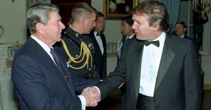 Donald Trump is greeted by President Ronald Reagan at 1987 White House reception. (Photo: White House)