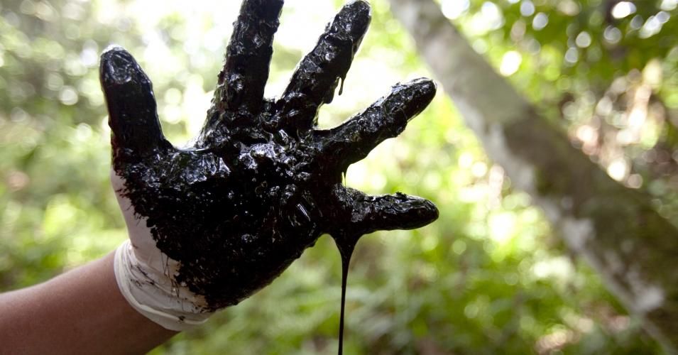 Oil sludge from one of the hundreds of waste pits that Chevron left in the Ecuadorean Amazon. (Photo: via Indian Country News)