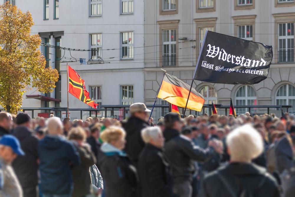 Far-right anti-refugee protesters in Germany (Photo: Shutterstock)