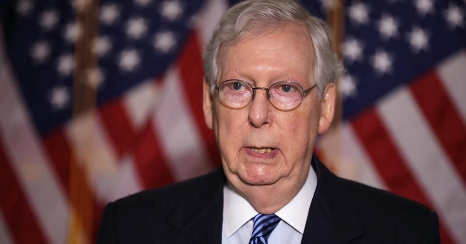 U.S. Senate Majority Leader Mitch McConnell (R-Ky.) talks to reporters following the weekly Republican policy luncheon in the Hart Senate Office Building on Capitol Hill September 15, 2020 in Washington, D.C. (Photo: Chip Somodevilla/Getty Images)