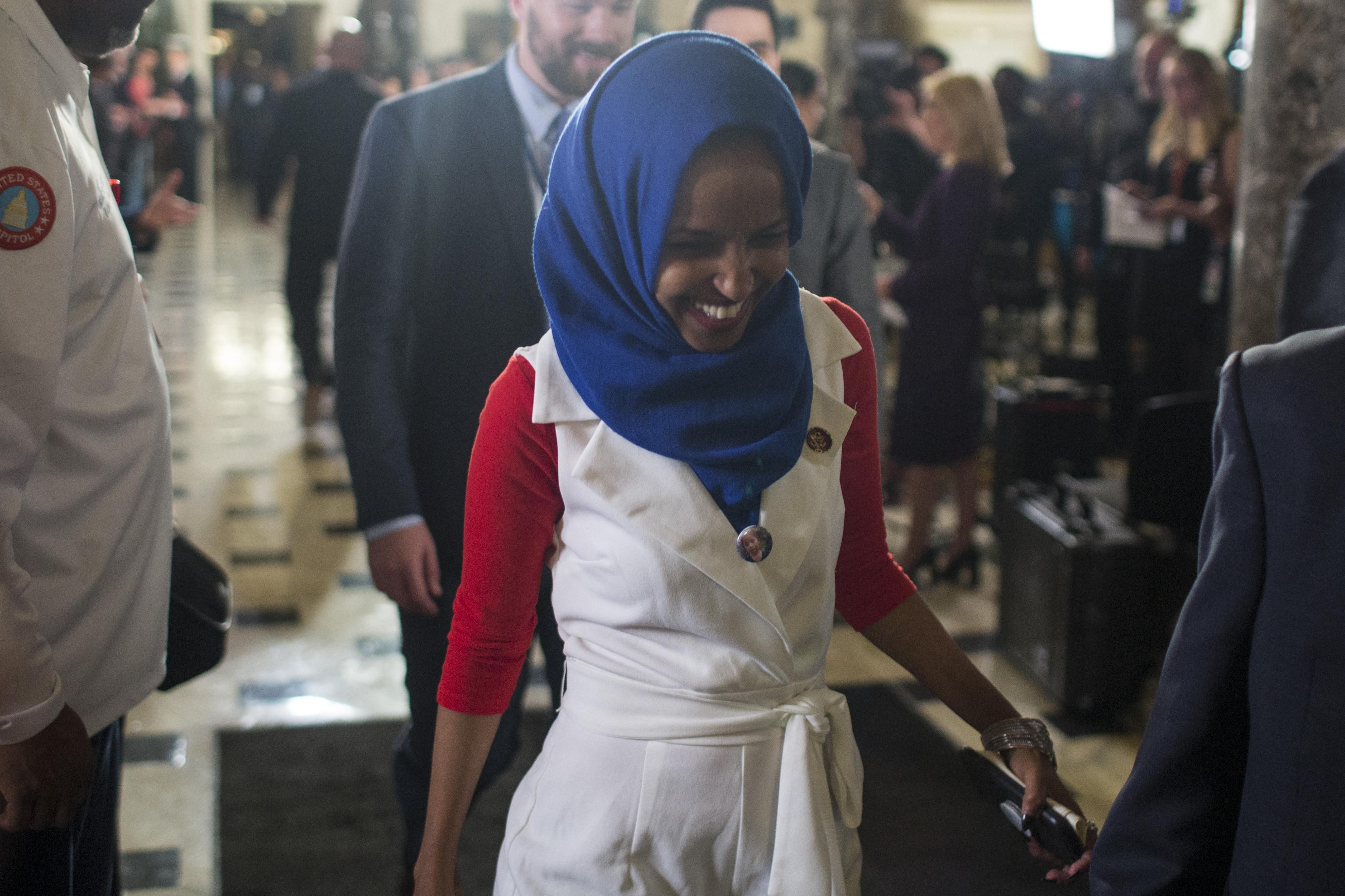 The political denunciations of Omar are defensive, self-righteous, and cynical. (Photo by Zach Gibson/Getty Images)