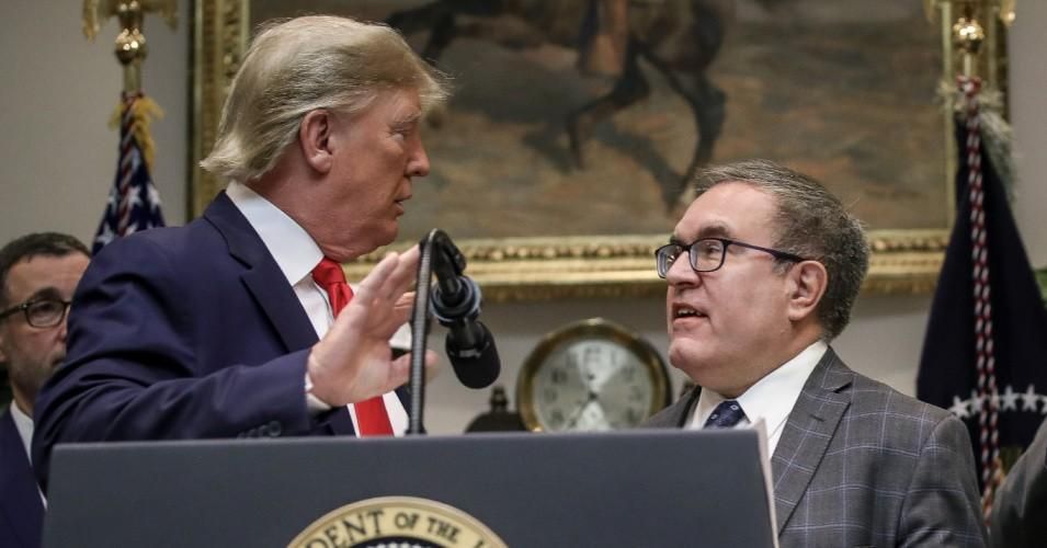 U.S. President Donald Trump introduces EPA Administrator Andrew Wheeler during an event to unveil significant changes to the National Environmental Policy Act at the White House on January 9, 2020. (Photo: Drew Angerer/Getty Images)