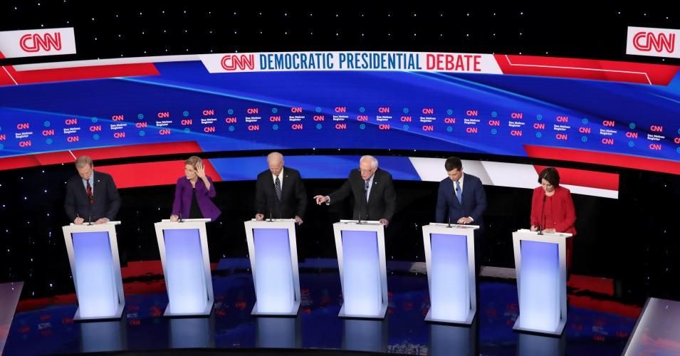 Six candidates out of the field qualified for the first Democratic presidential primary debate of 2020, hosted by CNN and the Des Moines Register on Jan. 14. (Photo: Scott Olson/Getty Images)