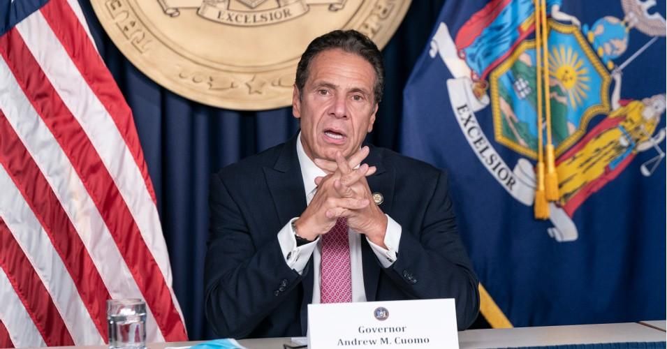 New York State Governor Andrew Cuomo holds daily media announcement and briefing at 633 3rd Avenue, Manhattan.