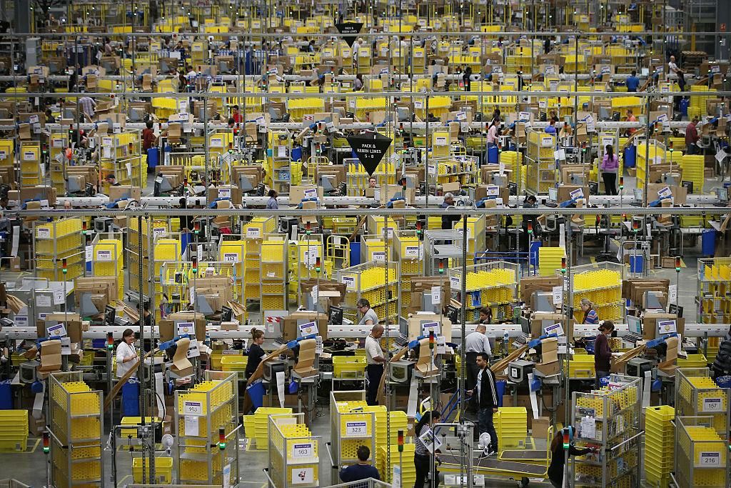 Amazon warehouse. (Photo by Peter Macdiarmid/Getty Images)