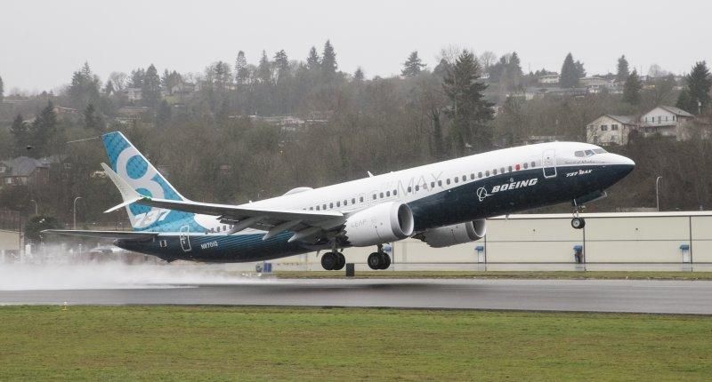 A Boeing 737 MAX 8 airliner lifts off for its first flight on January 29, 2016 in Renton, Washington. (Photo: Stephen Brashear/Getty Images)