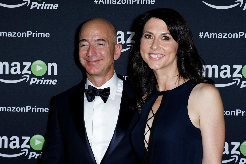Jeff Bezos, Founder and CEO of Amazon, and his ex-wife MacKenzie Bezos arrive on the red carpet at the Amazon Studios after-party celebrating the 67th Annual Primetime Emmy Awards. (Photo by Paul Mounce/Corbis via Getty Images)