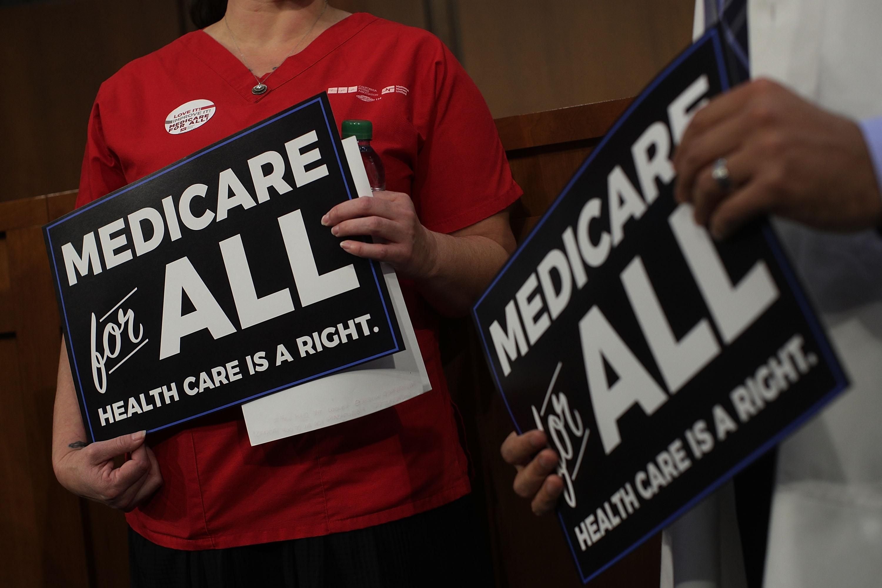 "As public support for Medicare-for-all rises, establishment think tanks and lobbyists are floating proposals designed to capitalize on its momentum while diluting its content." (Photo by Alex Wong/Getty Images)