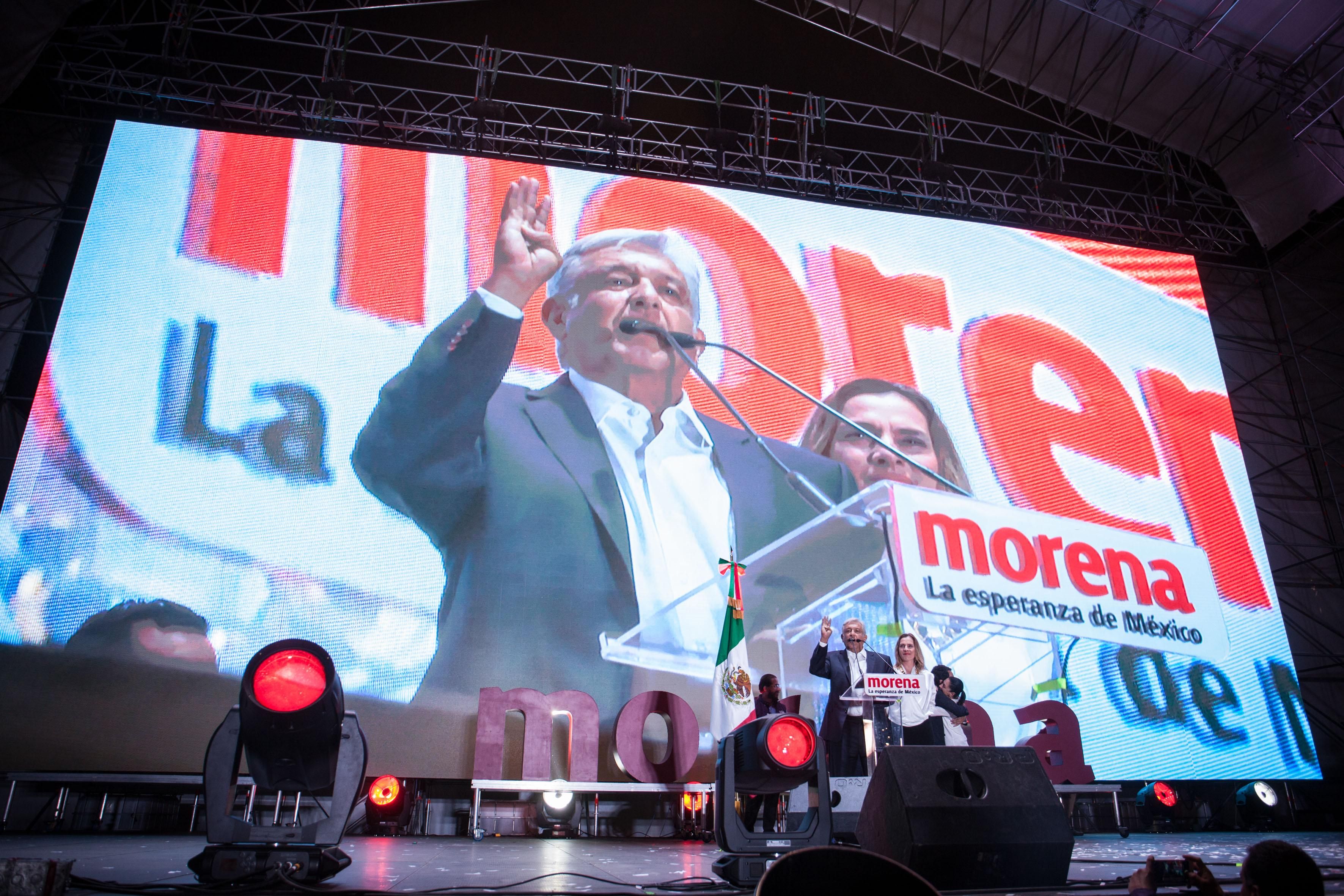 President elect of Mexico, Andres Manuel Lopez Obrador speaks during the celebration event, at the end of the Mexico 2018 Presidential Election on July 1, 2018 in Mexico City, Mexico.