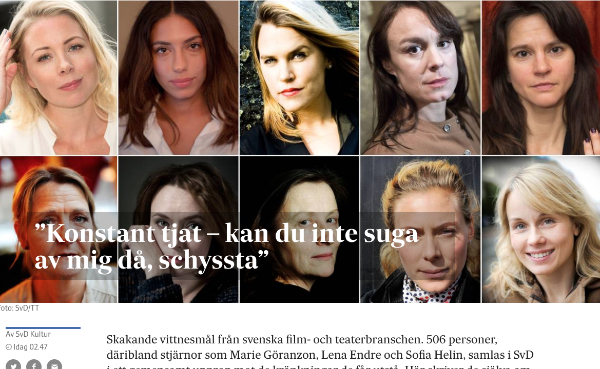 Nov. 8, 2017 cover of the Swedish newspaper Svenska Dagbladet.