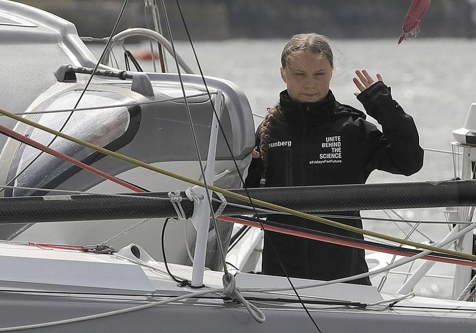Climate change activist Greta Thunberg sets sail for New York, in the 60-foot Malizia II yacht, from Plymouth, England, on Aug. 14.(Photo: KIRSTY WIGGLESWORTH/WPA POOL/GETTY IMAGES)