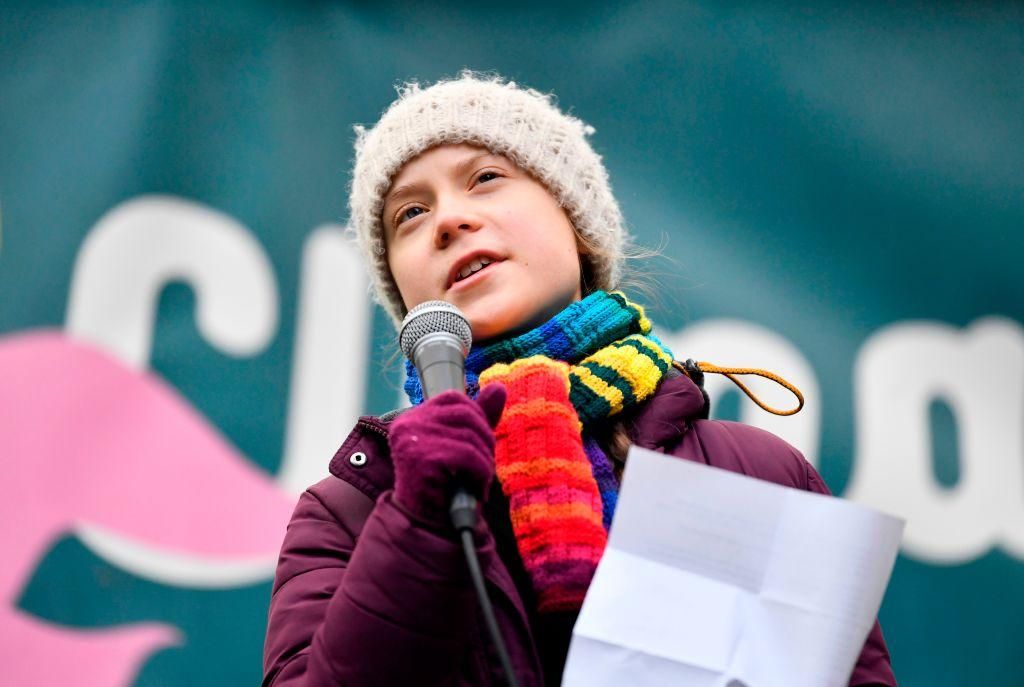 Swedish environmentalist Greta Thunberg speaks during a "Youth Strike 4 Climate" protest march on March 6, 2020 in Brussels. (Photo: JOHN THYS/AFP via Getty Images)